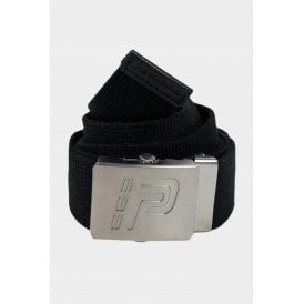 Police Mentong 0665 Metal Buckle Embossed Emblem Logo Woven Belt - Black
