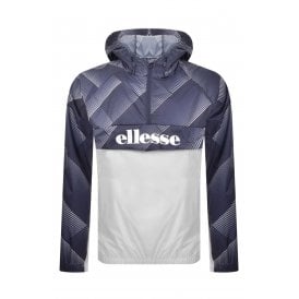 Ellesse Fiorisa 1902 Crosshatch Quarter-Zip Overhead Windbreaker Lightweight Jacket - Navy/White