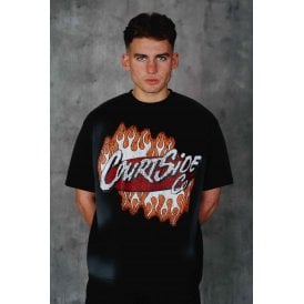 Courtside | Mackey Oversized Relaxed Fit Enlarge Cracked Retro Print Half Sleeve T-Shirt