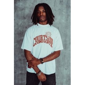 Courtside | Major Oversized Relaxed Fit Company Logo Print Half Sleeve T-Shirt - White