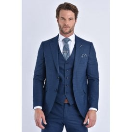 CB Chicago Tailored Slim Fit Contrast Pattern Blazer - Navy Marl