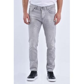 Nico Dolce | 111-2 Slim Fit Stretch Paint Splatter Distressed Denim Wash Jean - Light Grey 
