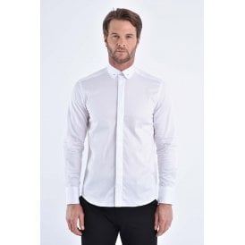 CB 037 Pin Collar Plain Slim Fit Single Cuff Cotton Smart Shirt
