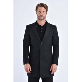CB Alaska Tailored Slim Fit Single-Breasted Long Overcoat