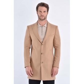 CB Alaska Tailored Slim Fit Single-Breasted Long Overcoat