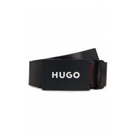 Hugo Boss | 50536879 Gilao-Z_Sz35 Leather Metal Plate Buckle Belt - Black
