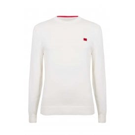 Hugo Boss 50416985 San Cassius Small Red Patch Logo Crew Neck Knit Jumper - Beige