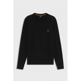 Hugo Boss 50527583 Kanovano_S Black Patch Logo Crew Neck Knit Jumper - Black