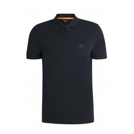 Hugo Boss Passerzip 50537507 Plain Patch Logo Quarter Zip Polo T-Shirt