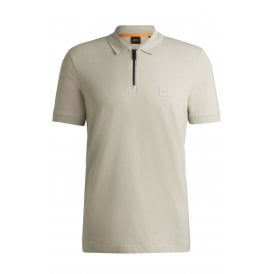 Hugo Boss Passerzip 50537507 Plain Patch Logo Quarter Zip Polo T-Shirt