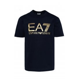 EA7 | Emporio Armani AF17789 1189 Contrast Gold Logo Half Sleeve T-Shirt 
