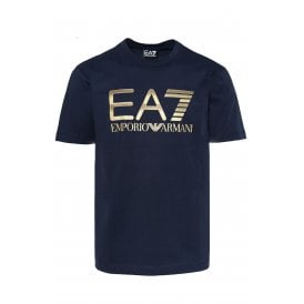 EA7 | Emporio Armani AF17789 1189 Contrast Gold Logo Half Sleeve T-Shirt 