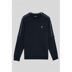 Lyle & Scott | ML2387SP Sports Reflect Tape Rubberised Logo Crew Neck Sweat Top - Navy