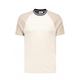 Lyle & Scott TS2344V Contrast Raglan Tipped Collar Cotton T-Shirt - Stone