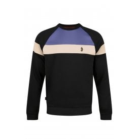 Luke | Adam 3 M590334 Block Panel Detail Tape Sweat Top - Black/Blue