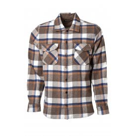 Nico Dolce | 3111-1010 Flannel Plaid Long Sleeve Check Overshirt - Coffee Brown