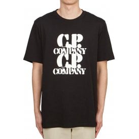 C.P. Company 16CMTS137A Large Logo Print Front & Back Jersey Half Sleeve T-Shirt - Black