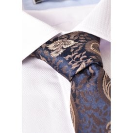CB 103 Paisley Pattern Tie Plus Free Handkerchief Set - Navy/Beige
