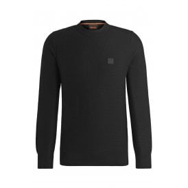 Hugo Boss 50527584 Anion_S Textured Knit Design Patch Logo Ribbed Crew Neck Jumper