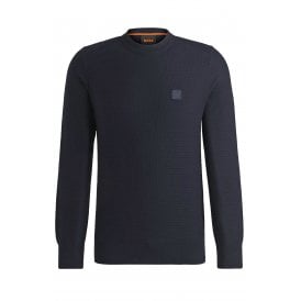 Hugo Boss 50527584 Anion_S Textured Knit Design Patch Logo Ribbed Crew Neck Jumper