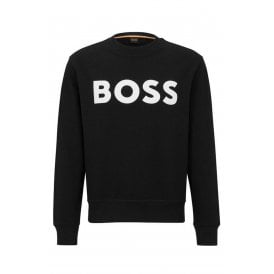Boss 50487133 Basic BOSS White Logo Cotton Crew Sweat Top - Black