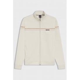Boss 50550612 Iconic Tape Trim Cotton Terry Full Zip Track Top - Beige 