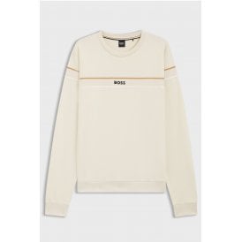 Boss 50545589 Iconic Tape Trim Cotton Terry Sweat Top - Beige 