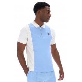 Fila Vintage Pierro MH014 Cut & Sew 1/4 Zip Polo T-Shirt - Sky Blue