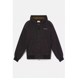 Timberland TB0A6HNY Washed-Duck Canvas Full Zip Hood Overshirt Jacket - Black