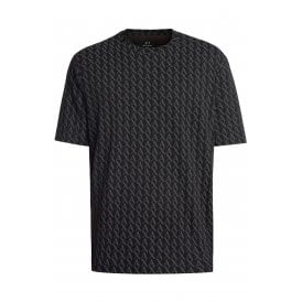 Armani Exchange | AX XM001228 AF103569 All-Over Logo Print Design Half Sleeve T-Shirt - Black