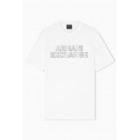 Armani Exchange | AX XM002413 AF10361 Embossed Rubbery Logo Design Half Sleeve T-Shirt - White