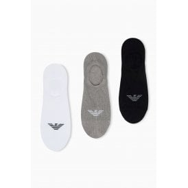 Emporio Armani AF23600 0550 MC281 Jacquard Eagle Logo Calza Sneaker 3 Pack Ankle Socks