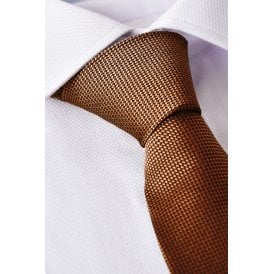  CB Contrast Woven 01 Tie Plus Free Handkerchief Set - Dark Brown