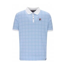 Fila Vintage Ignazo MG060 Classic Tonal Check Polo T-Shirt - Sky