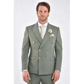 CB Lazio Gold Button Tailored Slim Fit Double Breasted Textured Blazer