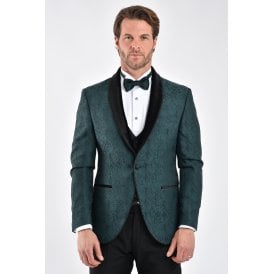 CB Norris Tailored Slim Fit Velvet Collar Paisley Pattern Dinner Blazer