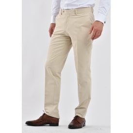 CB LA Tailored Slim Fit Smooth Fabric Trouser - Beige
