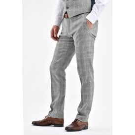CB Dublin Tailored Slim Fit Contrast Houndstooth Check Trouser - Navy/Grey/White