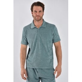 Marrakech | 2746 Core Velour Fabric Regular Fit Half Sleeve Polo Top - Teal