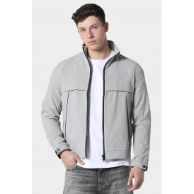 Police Brun 9940 Metal Logo Full Zip Stand Collar Lightweight Jacket - Cool Grey