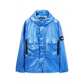 Weekend Offender 3B01 Sangudo Lightweight Chromatic Crinkle Textured Fabric Hood Jacket - Blue