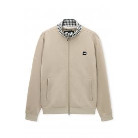 Weekend Offender 1B03 Alameda Mid-House Check Jacquard Funnel Neck Track Top - Rock Beige