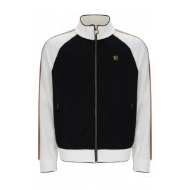 Fila Cory MG003 Vintage Colour Block Panel Piping Track Top - Black/White Down/Raw Umber