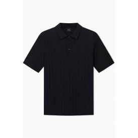 Armani Exchange | AX XM001292 AF10337 All-over Repeat Logo Pattern Print Cotton Polo T-Shirt - Black