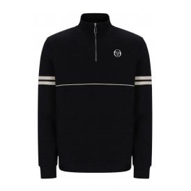 Sergio Tacchini | Orion 1/4 Zip 1347 Retro Contrast Piping Funnel Neck Sweat Top - Black