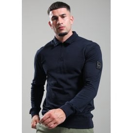 Marshall Artist | 1257 Lewisham Quarter-Zip Siren Sleeve Badge Logo Sweat Top - Navy