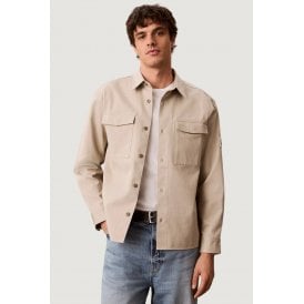 Calvin Klein Jeans | LV04RG121G Classic Collar Cotton Jersey Buttoned Overshirt Jacket - Beige