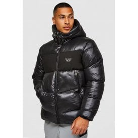Alessandro Zavetti | AZ Catrio 2.0 Short Shiny Quilted Puffer Hood Jacket - Black